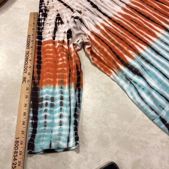 Tryst Tie Dye LS Shirt Top Turquoise Beige Orange Brown Boho ASO Phoebe Buffay - Picture 9 of 9